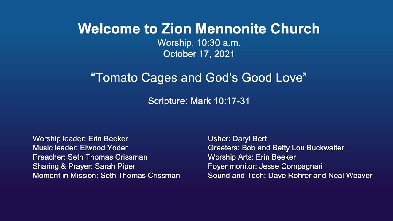 Zion Mennonite Church, October 17, 2021